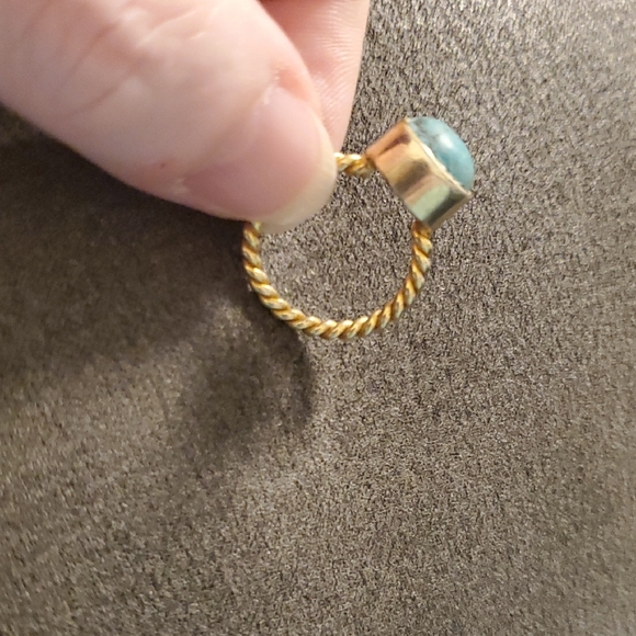 Turquoise Ring – Round Gemstone in Gold-Toned Rope Band, Size 6 Stackable - Picture 4 of 5